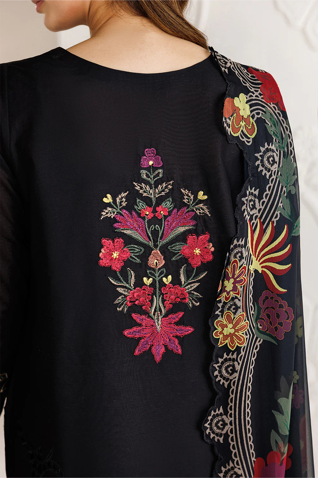 Midnight Bloom - Embroidered Chiffon Suit | Ready To Wear