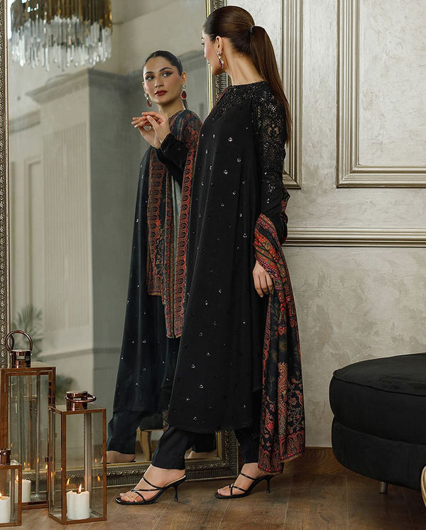 Threads and Motifs - Embroidered Charmeuse Silk 3-Piece Suit