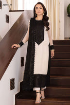 Embroidered Chiffon 3-Piece Suit – Black Elegance