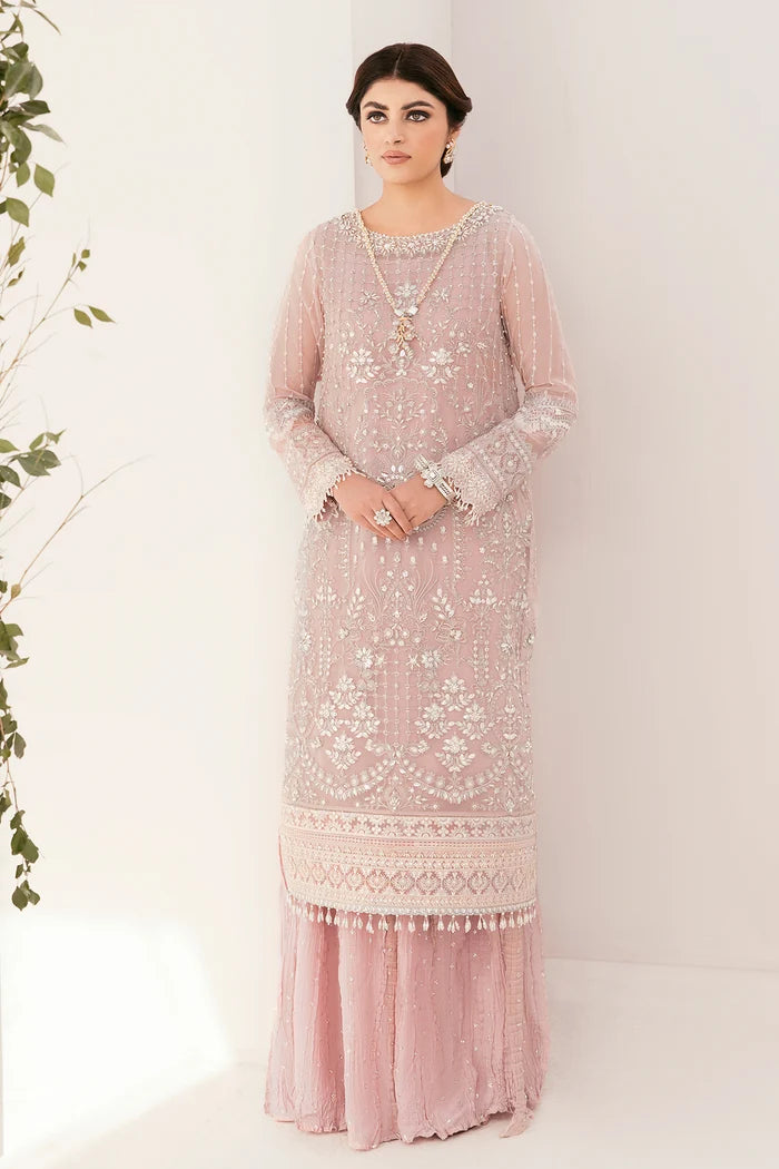 The Tea Rose Elegance: Heavy Sequin Embroidered Organza Suit | Ready To Wear