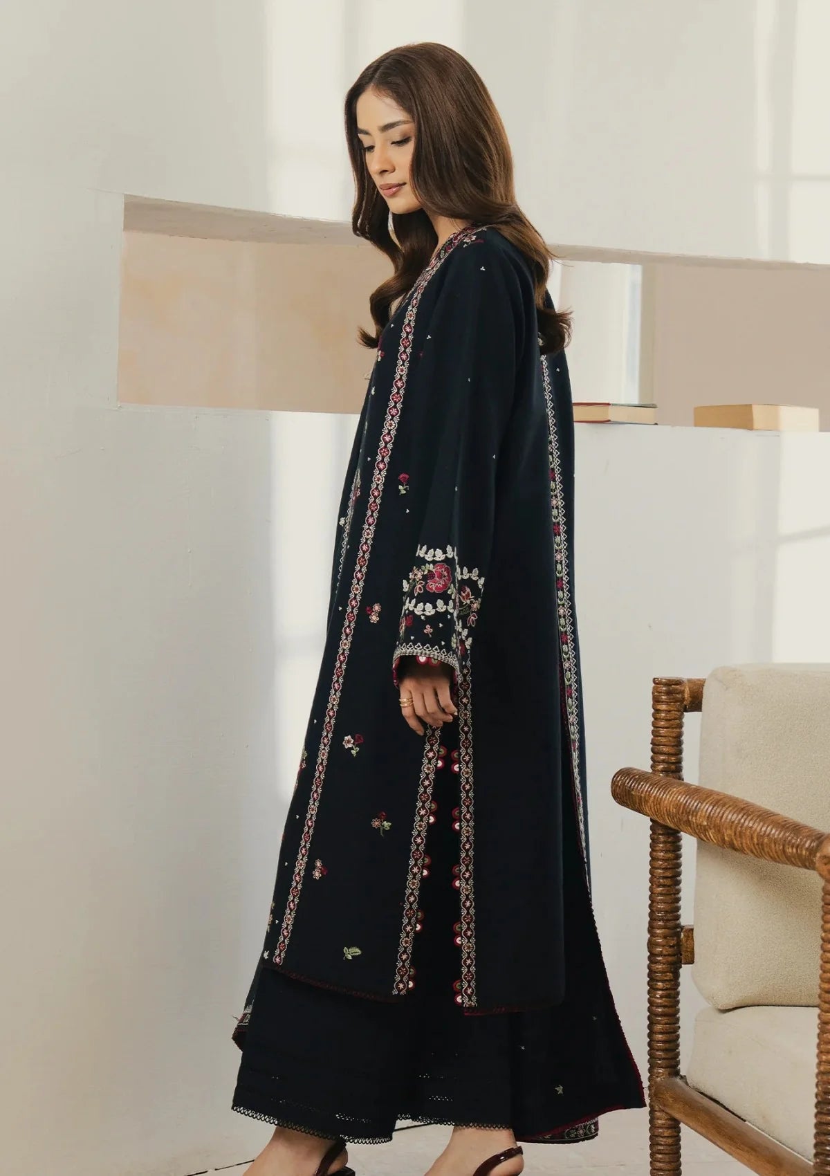 03-Piece Embroidered Lawn Suit With Chiffon Dupatta | Ready To Wear