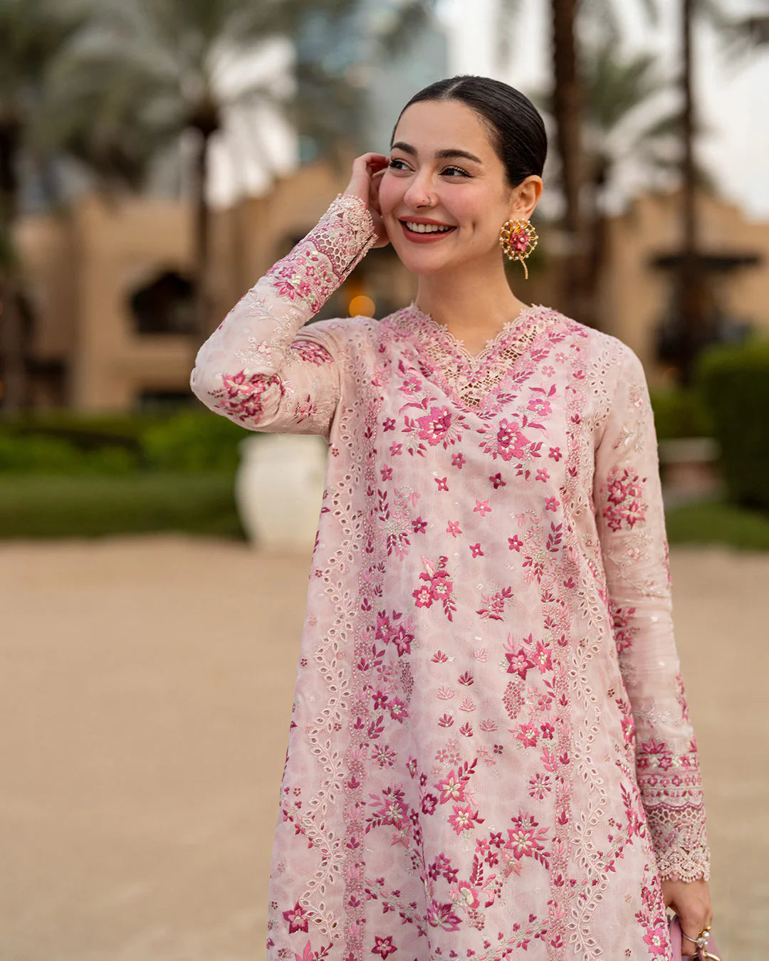 Blush Pink - Embroidered Lawn Suit With Organza Dupatta | Read To Wear