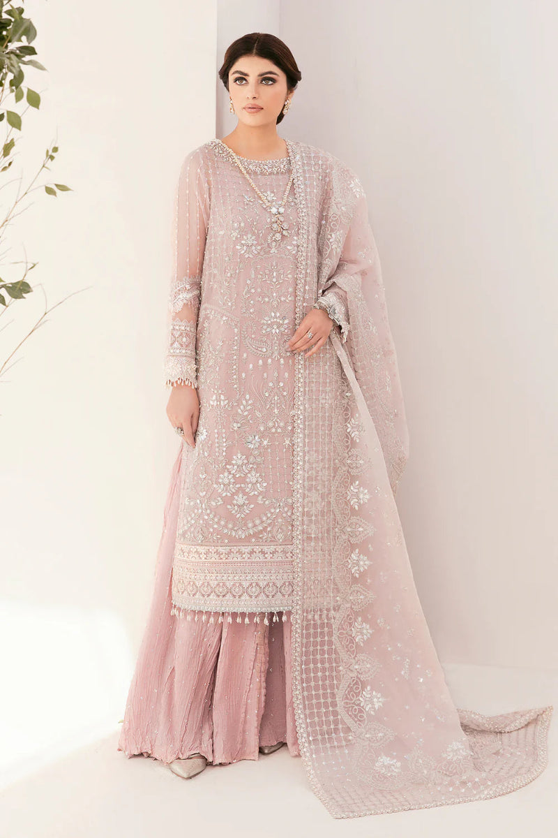 The Tea Rose Elegance: Heavy Sequin Embroidered Organza Suit | Ready To Wear