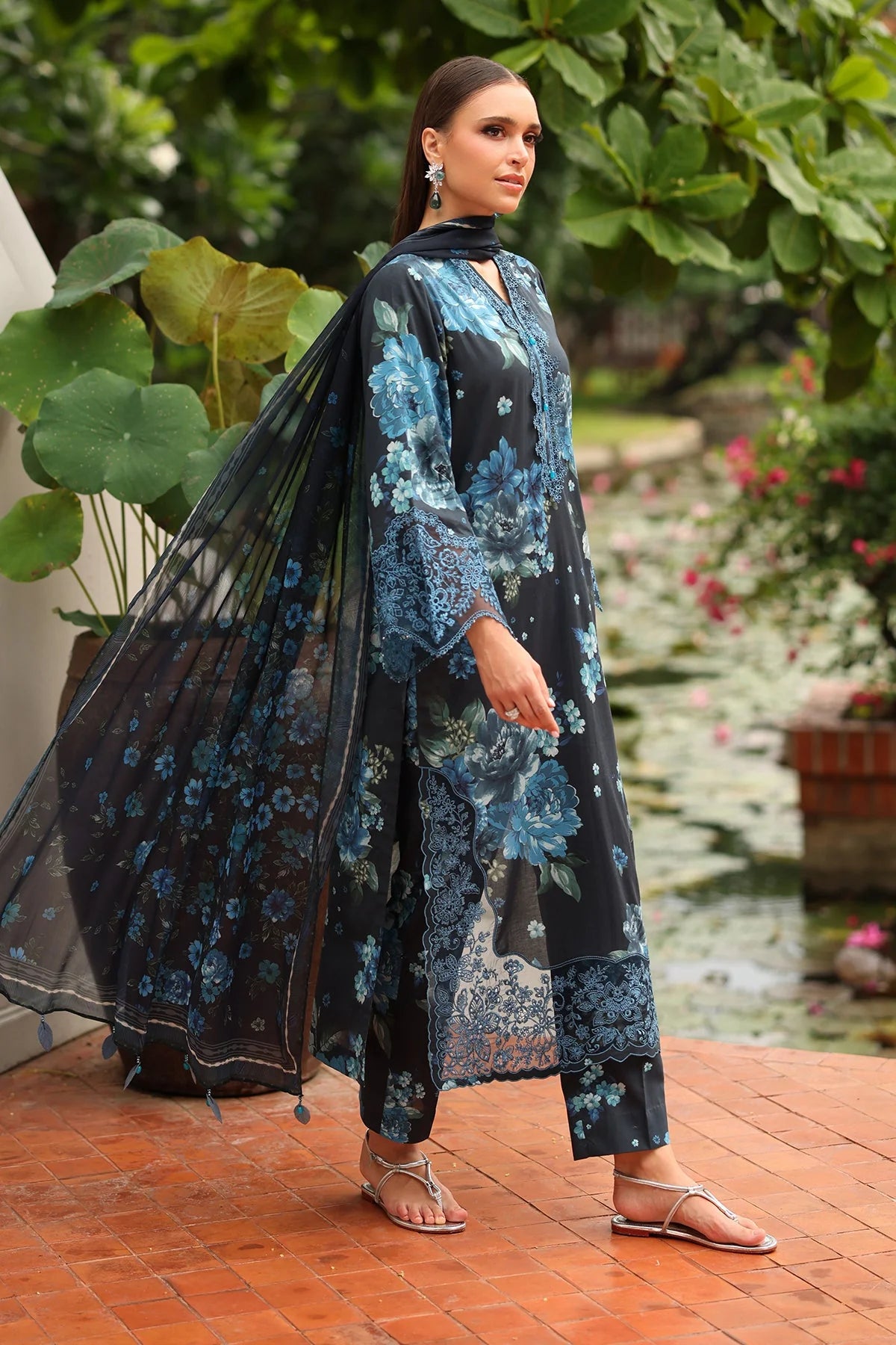 03-Piece Printed Lawn Suit With Chiffon Dupatta | Ready To Wear
