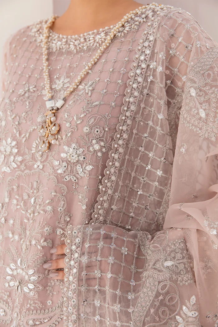The Tea Rose Elegance: Heavy Sequin Embroidered Organza Suit | Ready To Wear