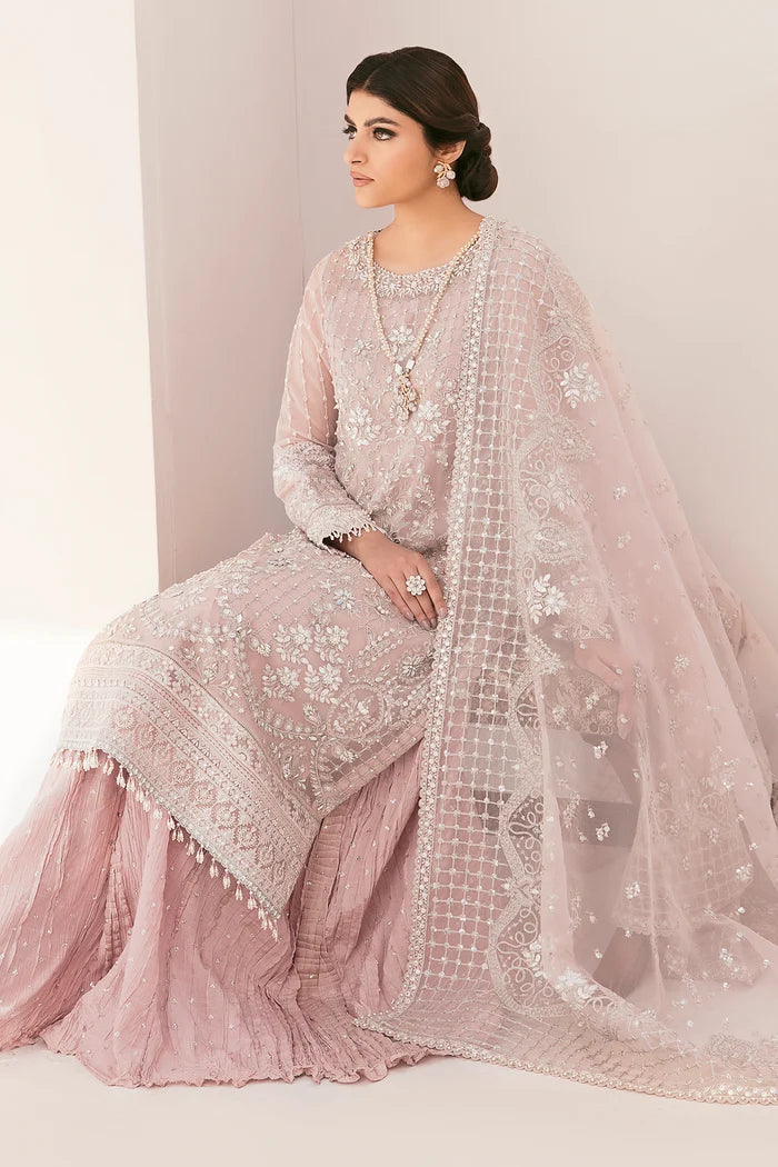 The Tea Rose Elegance: Heavy Sequin Embroidered Organza Suit | Ready To Wear