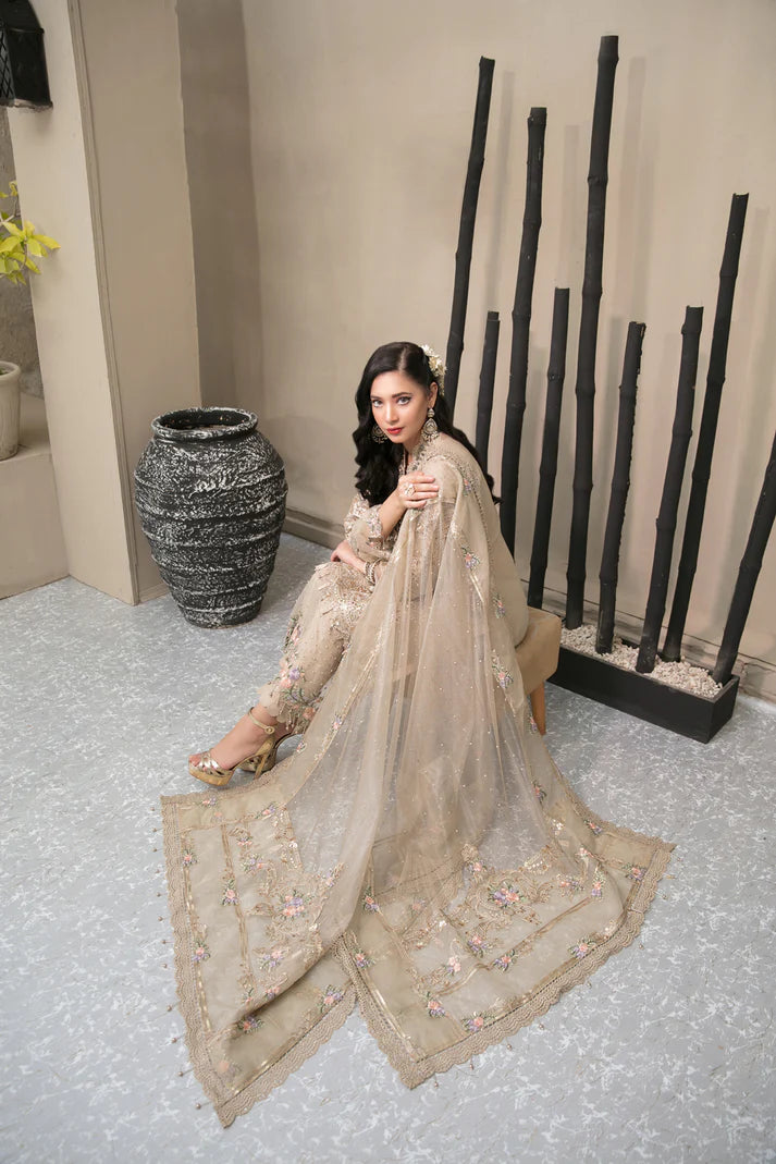 03-Piece Embroidered Organza Suit With Net Dupatta | Ready To Wear