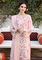 Pink Petal: Emrboidered Cotton Suit With Organza Dupatta | Ready To Wear