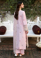 Pink Petal: Emrboidered Cotton Suit With Organza Dupatta | Ready To Wear