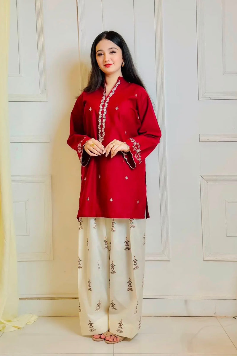 Luxury Heavy Embroidered Dhannak 2-Piece Suit
