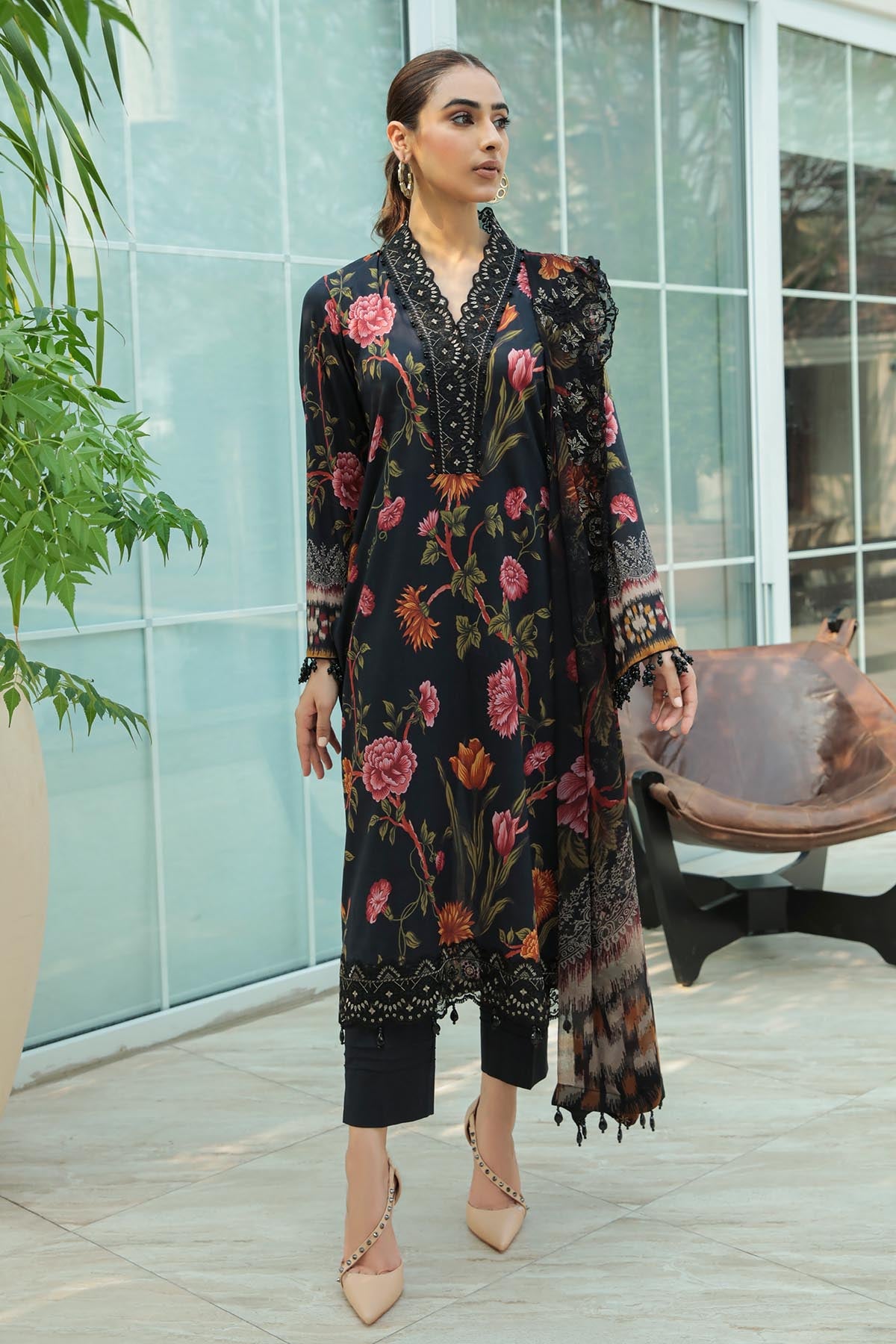 Nureh Lawn Embroidered 3 Piece Dress