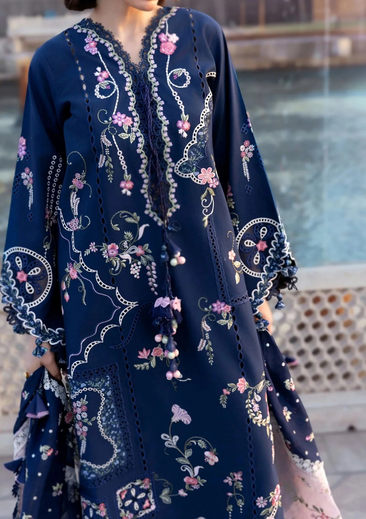 03-Piece Embroidered Lawn Suit Net Dupatta | Ready To Wear
