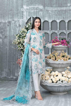 03-Piece Lawn Digital Printed  Embroidered Suit