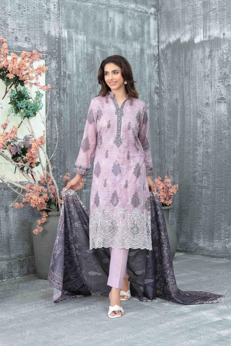 Ready to Wear Embroidered Digital Printed Slub Lawn Suit