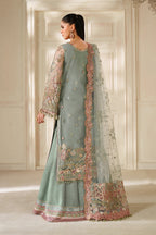 Sage Green Semi Pure Chiffon 3 piece Suit | Ready To Wear