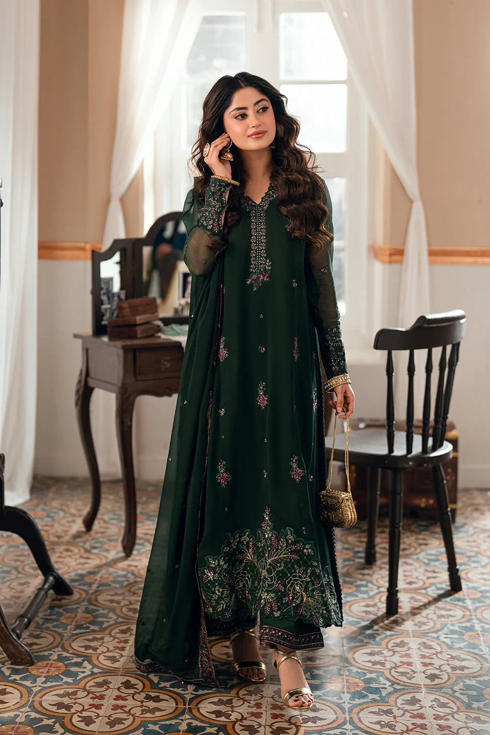 03-Piece Chiffon Suit With Embroidery | Ready To Wear