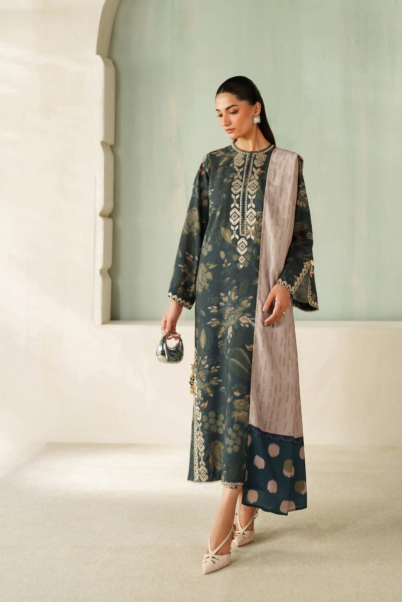 03-Piece Printed Lawn With Embroidered - Ready To Wear