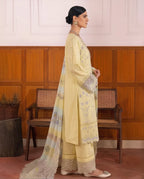 03-Piece Embroidered Lawn Suit With Net Dupatta | Ready To Wear