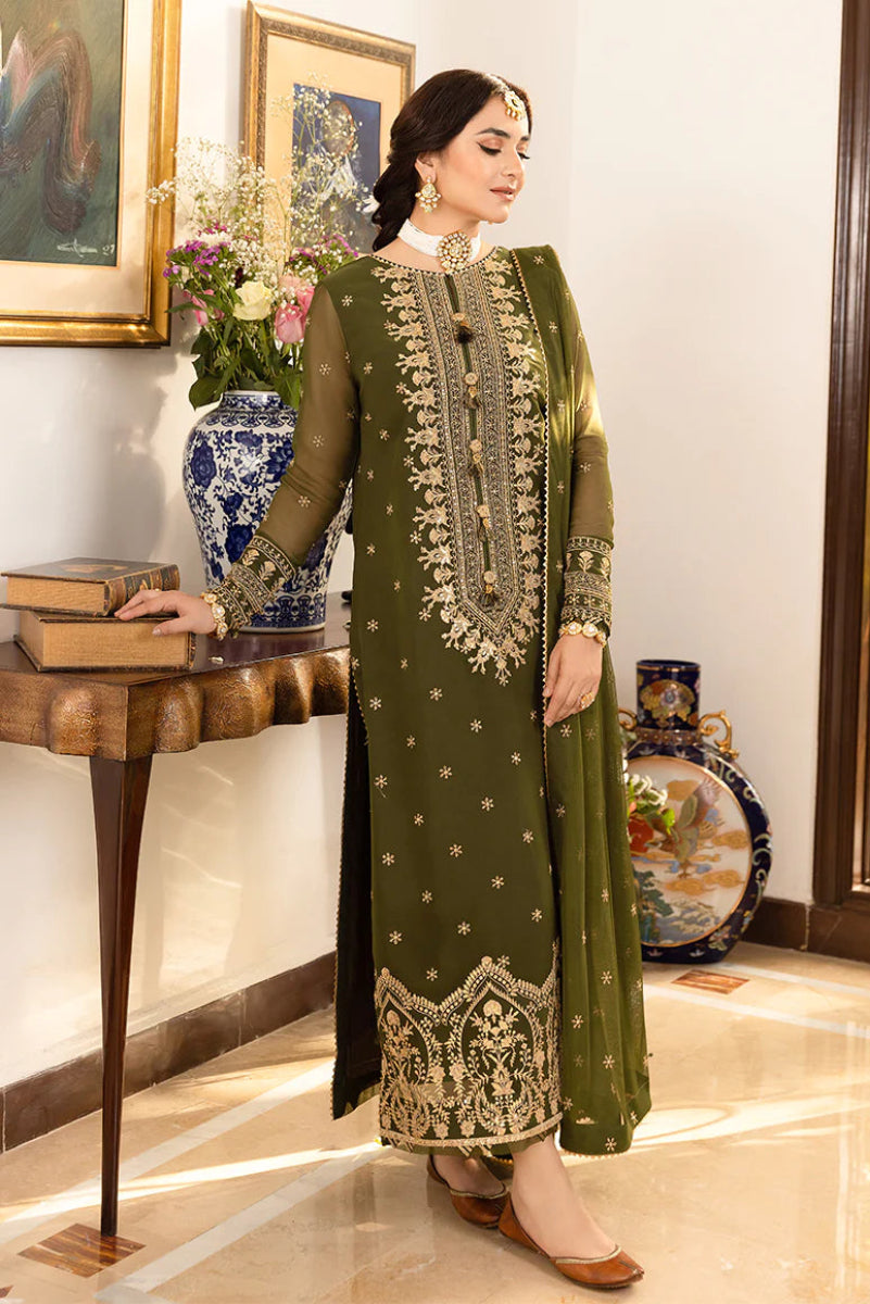 3PCS EMBROIDERED CHIFFON DRESS READY TO WEAR