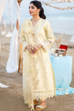 Yellow Cotton 2 piece Suit with Organza Dupatta | Ready To Wear
