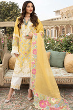 03-Piece Embroidered Lawn Suit With Organza Dupatta | Ready To Wear