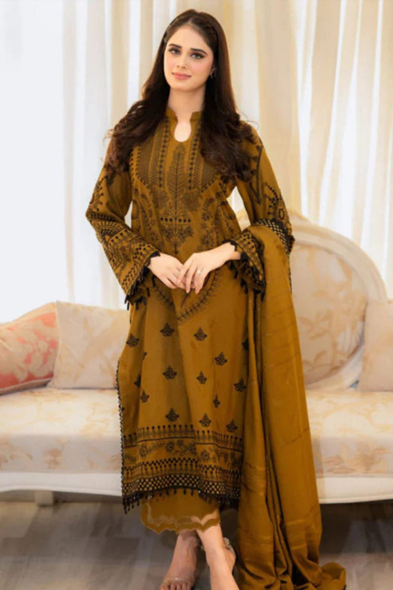 3 Piece Stitched Dhanak Suit - Ready To Wear