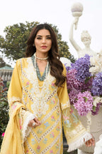 03-Piece Embroidered Lawn Suit With Organza Dupatta | Ready To Wear