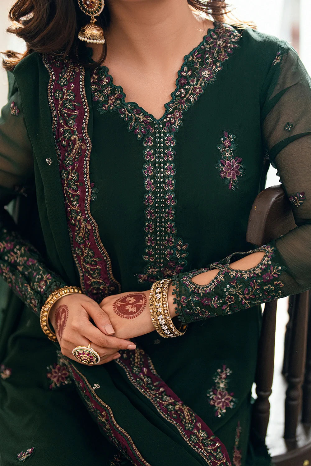 03-Piece Chiffon Suit With Embroidery | Ready To Wear
