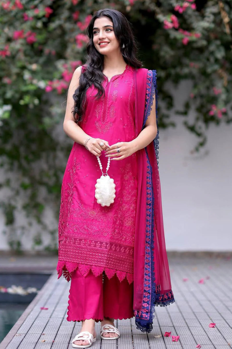 03-Piece Lawn Suit With Chiffon Dupatta | Ready To Wear