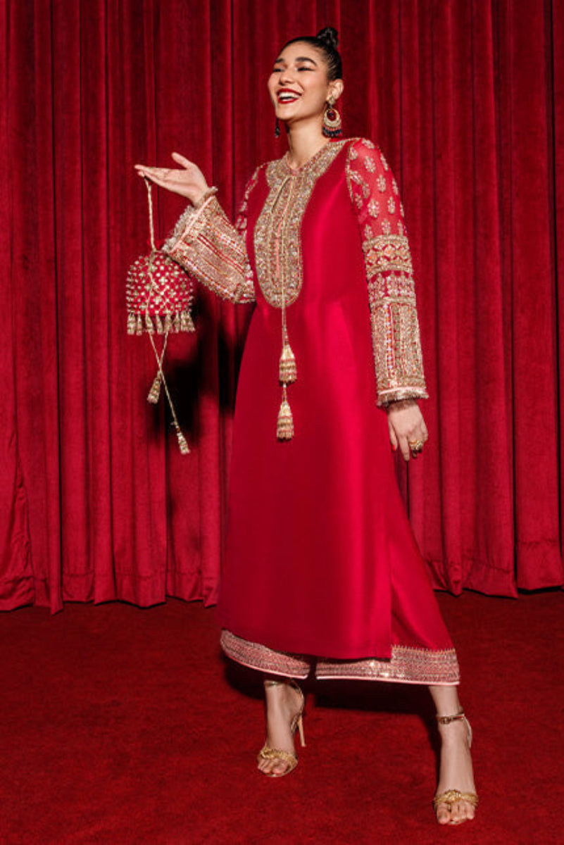 Silk Suit with Heavy Embroidery & Net Dupatta