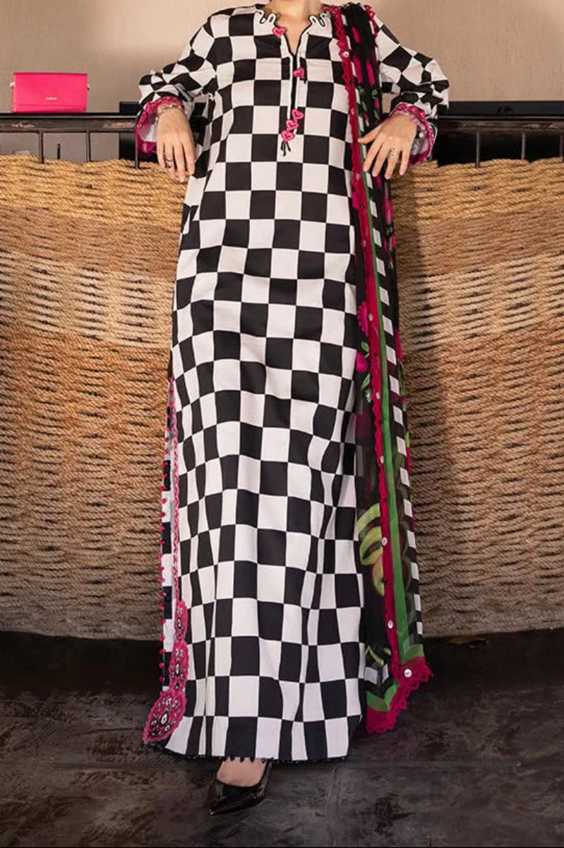 03-Piece Printed Lawn Suit With Embroidery - Ready To Wear