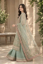 Sage Green Semi Pure Chiffon 3 piece Suit | Ready To Wear