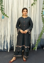 Charcoal Grey: Lawn Formal Wear with Shawl | Ready To Wear