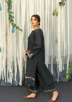 Charcoal Grey: Lawn Formal Wear with Shawl | Ready To Wear