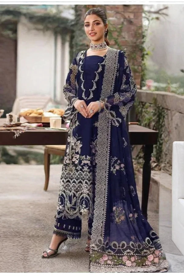 Navy Royale: Heavy Embroidered Lawn Suit | Ready To Wear