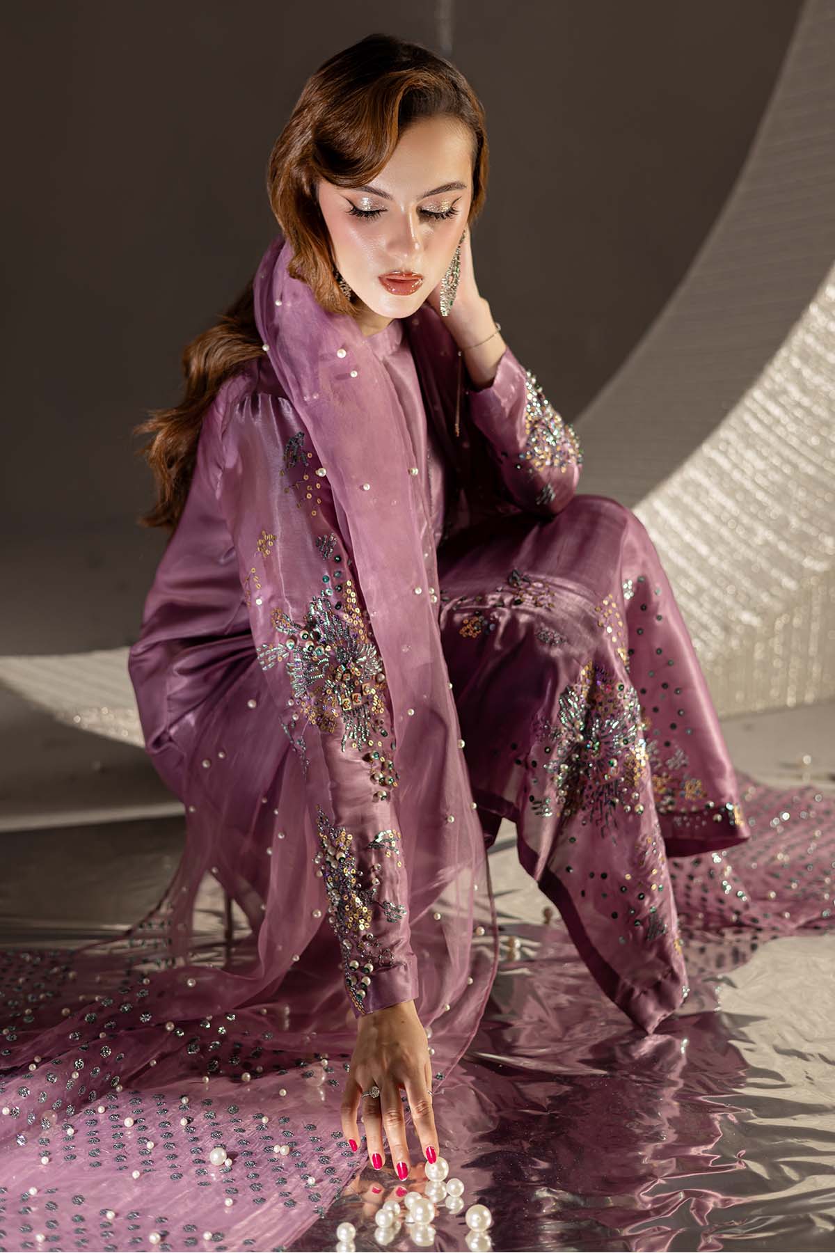 03-Piece Embroidered Cotton Suit With Organza Dupatta | Ready To Wear