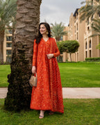 03-Piece Embroidered Lawn Frock | Ready To Wear