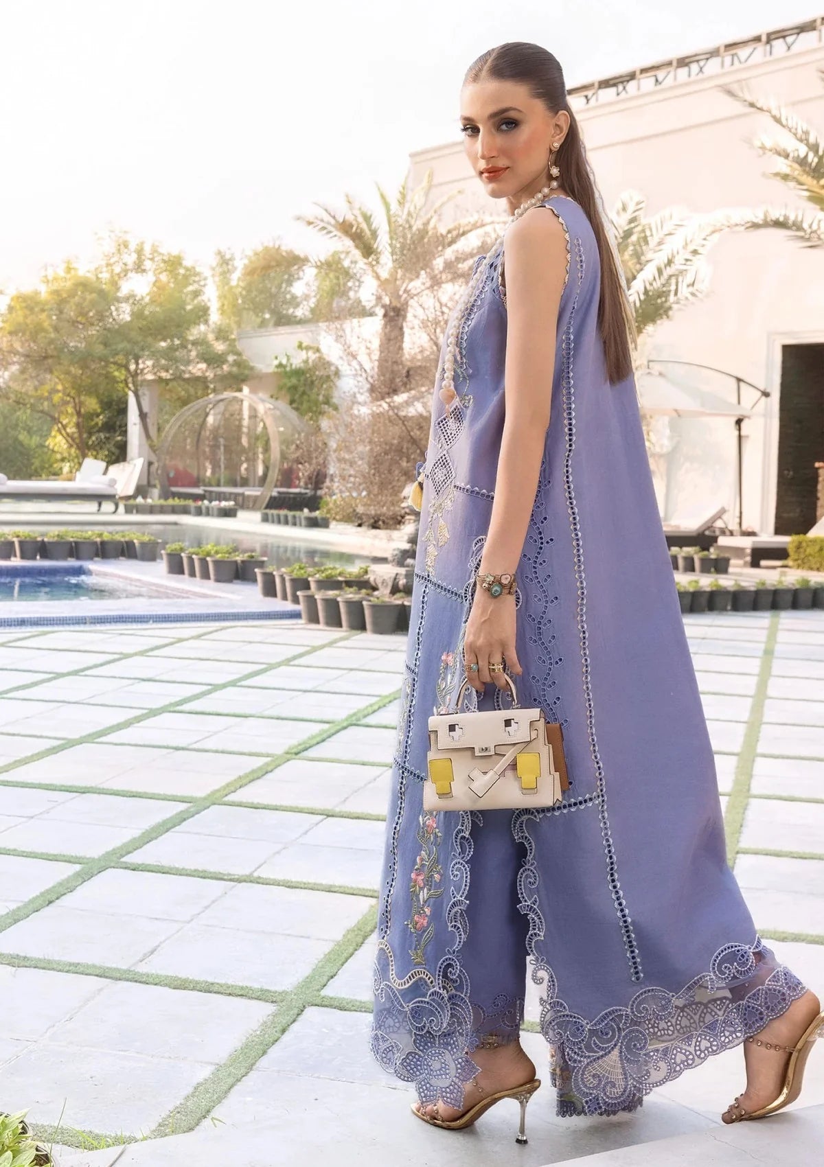 03-Piece Embroidered Lawn Suit With Printed Silk Dupatta | Ready To Wear