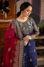 The Royal Sapphire: Heavy Embroidered Chiffon Suit | Ready To Wear