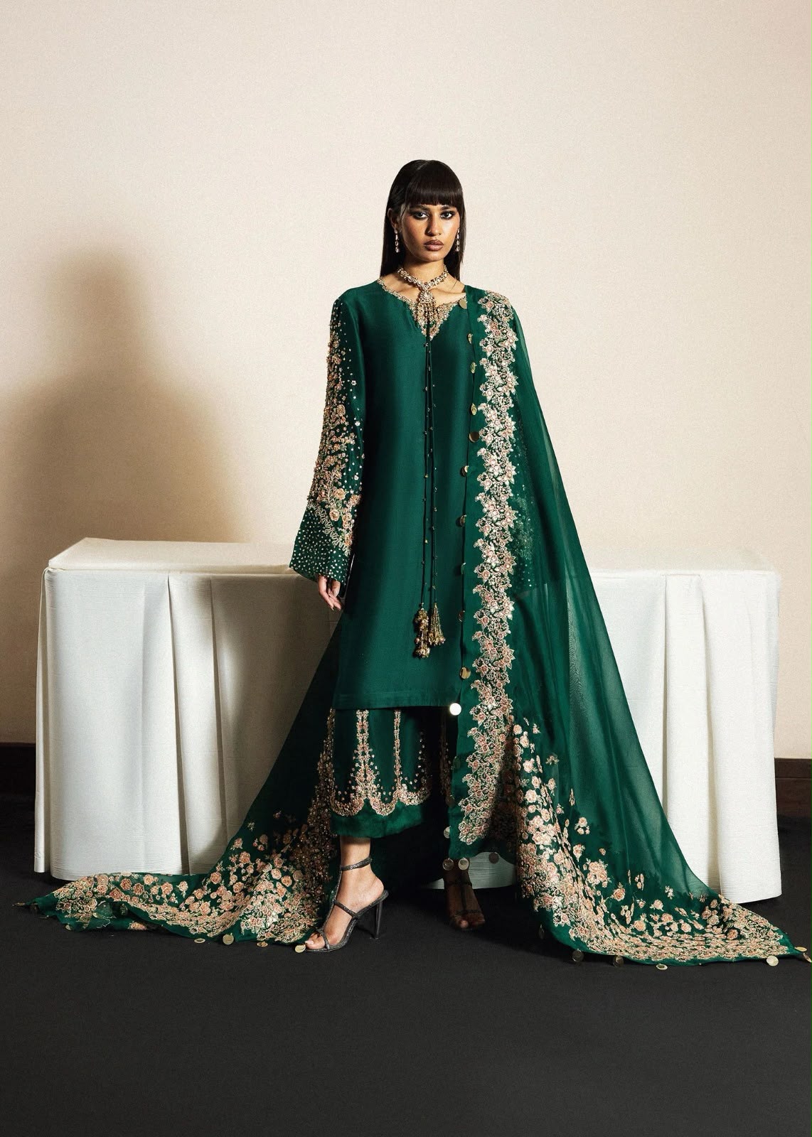 Hussain Rehar Noor Luxury Pret Formal – Bottle Green