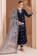 03-PIECE EMBROIDERED VELVET SUIT READY TO WEAR