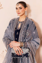 03-PIECE EMBROIDERED VELVET SUIT READY TO WEAR