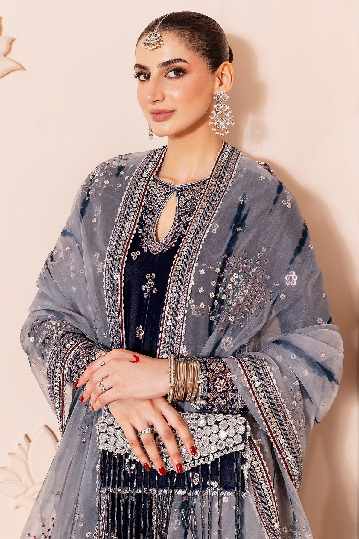 03-PIECE EMBROIDERED VELVET SUIT READY TO WEAR