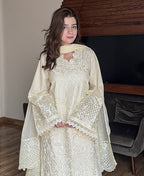 SADA SLEEK – Cambric Embroidered Suit (Stitched)