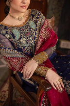 The Royal Sapphire: Heavy Embroidered Chiffon Suit | Ready To Wear