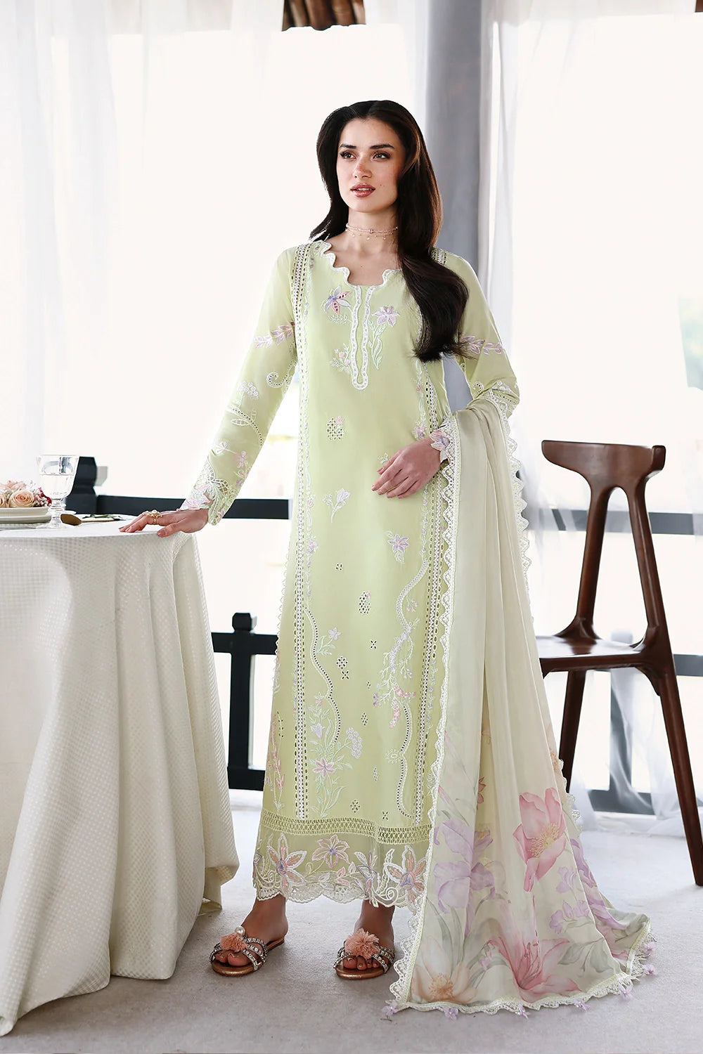 02-Piece Embroidered Lawn Suit With Silk Dupatta | Ready To Wear