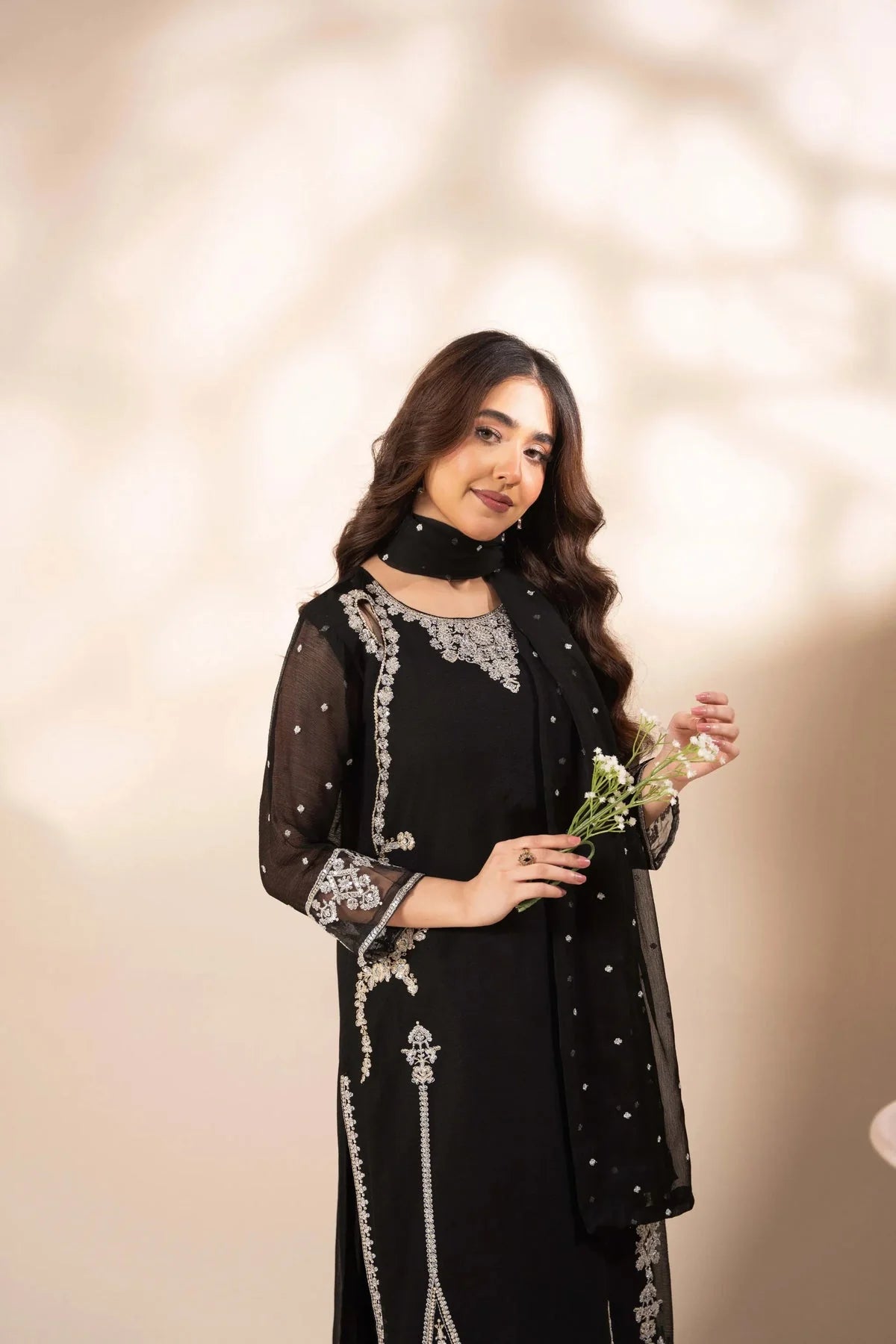 03-Piece Chiffon Suit With Thread Embroidery | Ready To Wear