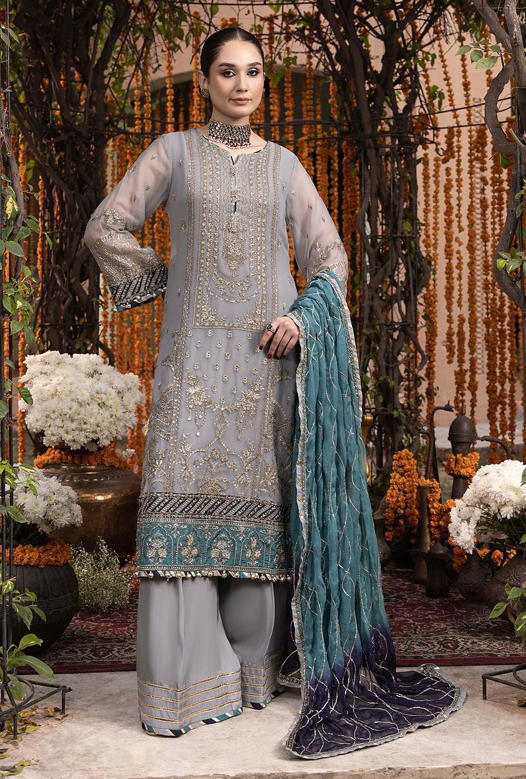 03-PIECE SUIT LUXURY CHIFFON SUIT READY TO WEAR