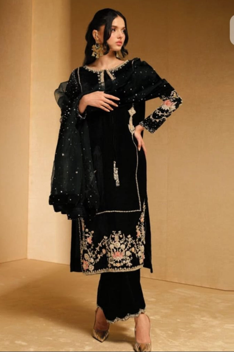 KHAKHA Velvet Collection – Micro 9000 Heavy Embroidered 3-Piece Formal Suit