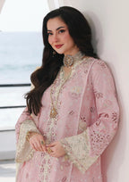 03-Piece Embroidered Lawn Suit With Organza Dupatta | Ready To Wear